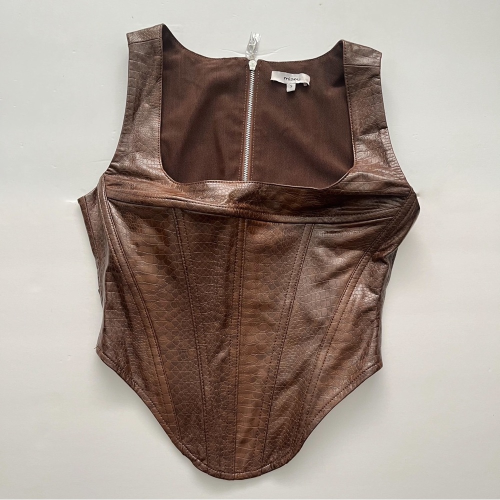 Miaou Campbell Corset In Chocolate Python - image 1